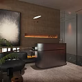 Hotel Lobby Modern Interior Design With Black Marble Floor Chandelier Sofa Windows And Decorative Wall