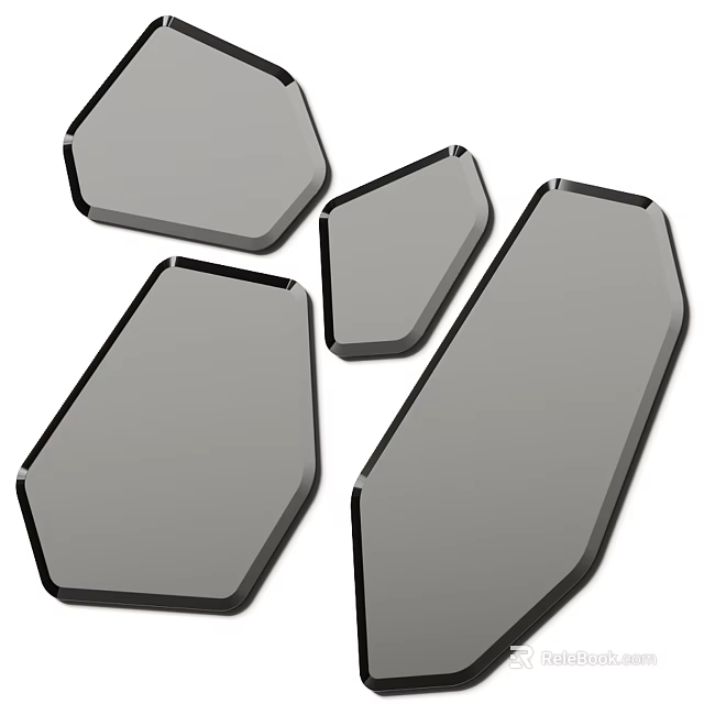 Geometric Shaped Mirrors with Black Borders Modern Decorative Design for Home Interior 3d model 
