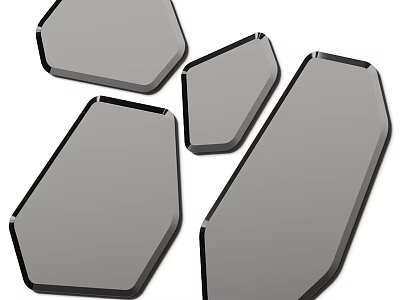 Geometric Shaped Mirrors with Black Borders Modern Decorative Design for Home Interior 3d model