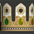 Elegant Golden Crown Headwear With Colorful Gemstones Small Crystals And Decorative Patterns