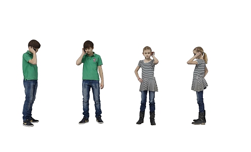 European-style child character phone standing posture 3d model