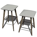 Modern Minimalist Stools With White Padded Seats Wooden Legs And Black Metal Frames