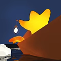 Charming Photo Spot With Orange Paper Boat Yellow Glowing Duck Star Decoration Cloud Water Reflection