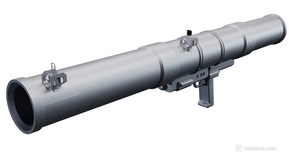 Silver Cylindrical Space Rocket Component With Metallic Structure And Connecting Parts 3d model 