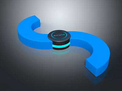 Modern Blue Public Chair With Black Wireless Charging And Curved Design 3d model