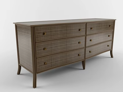 Classic Brown Dresser With Six Drawers And Elegant Wooden Legs Design 3d model