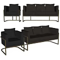 Modern Dark Leather Multi Seat Sofa With Metal Frame And Various Styles 3d model
