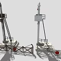 Industrial Security Fence With Tall Towers Ladders And Metal Crossbeam Gates