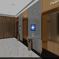 Modern Hotel Lobby Interior With Large Windows Chandeliers And Marble Flooring 3d model