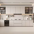 Modern Open Kitchen Interior With White Cabinets Island Counter And Appliances 3d model
