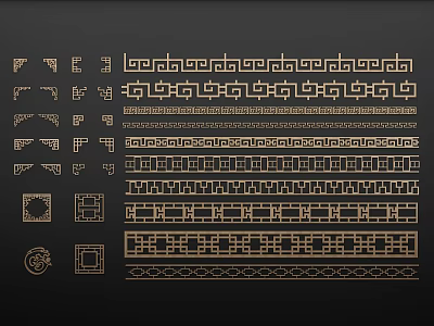 Decorative Corner Lines With Various Geometric Patterns And Ornate Design Styles 3d model