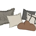 Checkered Ruffle Beige Gray Black Line Pattern Brown Cloud Shaped Decorative Throw Pillows