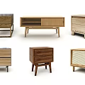 Wooden Bedside Tables With Various Designs Different Leg Styles Drawers And Open Shelves