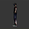 3D Character Model In Black T Shirt With Red Spider Design And Masked Face