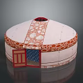 Traditional Yurt Architecture Circular Structure With Red Top Opening Ornate Patterns And Red Door