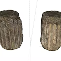 Two Textured Natural Stone Pillars With Rustic Design And Intricate Surface Patterns 3d model