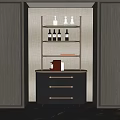 Modern Wine Cabinet with Shelves Drawers Wine Bottles and Decorative Items