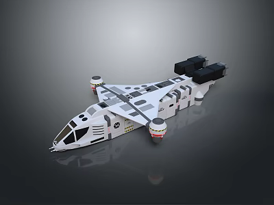Sci Fi Spaceship Model With White Black Design Streamlined Body Cockpit And Engines 3d model