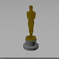 Golden Oscar Trophy With White Base As Home Living Decorative Ornament