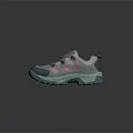 Gray And Pink Lace Up Athletic Shoes With Durable Rubber Soles And Mesh Panels