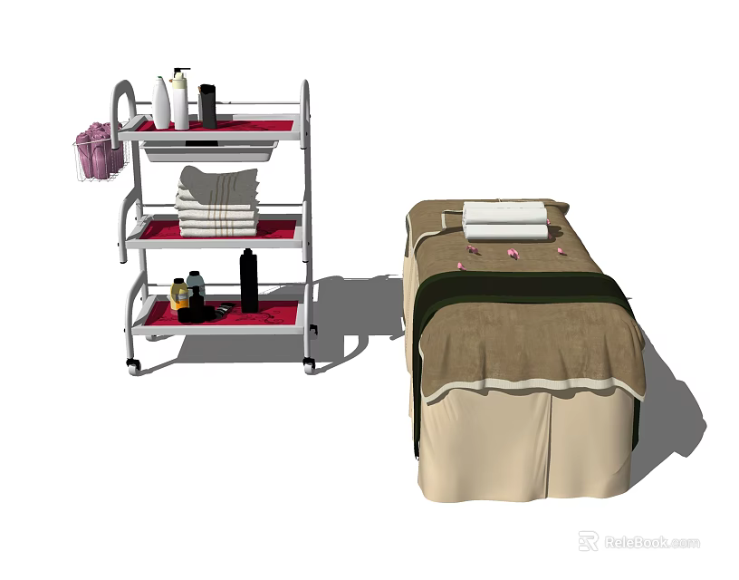 SPA Room Storage Rack With Multi Tier Shelves For Towels And Beauty Products 3d model 