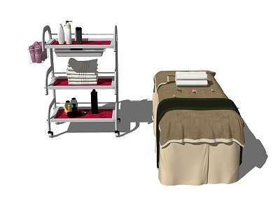 SPA Room Storage Rack With Multi Tier Shelves For Towels And Beauty Products 3d model