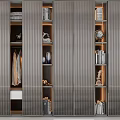 Modern Wardrobe Interior With Shelves For Books Decorative Items And Hanging Clothes
