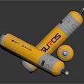 Yellow FUTURUS Robotic Arm Featuring Multiple Segments and Branding Design 3d model