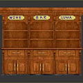 Vintage Wooden Wine Bar Cabinet With Shelves Drawers And Engraved Wine Bar Luma Signage