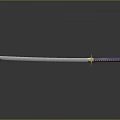 Traditional Samurai Sword With Shiny Metal Blade And Decorative Handle On Dark Background