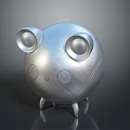 Silver Metallic Round Frog Figurine With Large Eyes And Small Legs