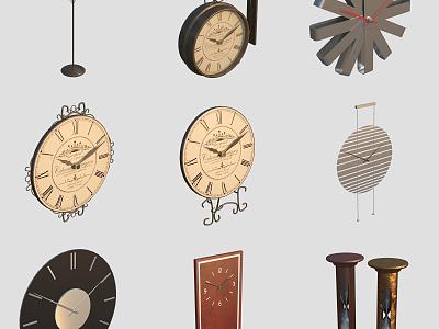 Vintage Clock Watch Hourglass 3d model