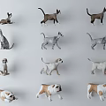 Colorful Reptile Models In Various Poses Standing Lying And Walking On White Background