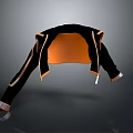 Stylish Black Coat With Orange Lining And Orange Trim Metal Buttons On Cuffs