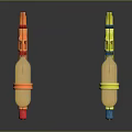 Orange And Yellow Toy Water Guns With Transparent Tanks And Colored Components