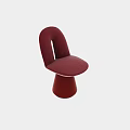 Modern Red Single Chair With Fabric Seat And Curved Back Design
