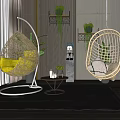 Indoor Open Space With Window Green Plants Yellow And White Hanging Chairs