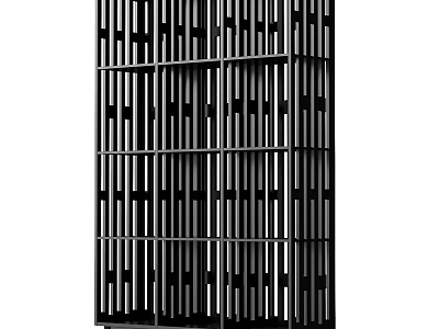 Modern Geometric Bookshelf With Black And White Striped Multi Layered Structure 3d model