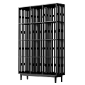 Modern Geometric Bookshelf With Black And White Striped Multi Layered Structure