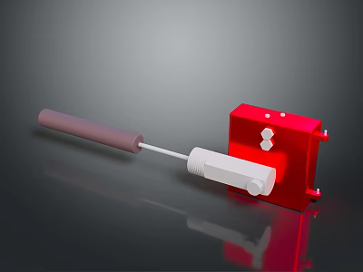 Red Hand Hardware Tool With Brown Handle And White Connecting Component 3d model