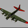 Detailed Green Military Airplane Model With Red Wings Tail And White Star Emblem