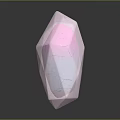 Transparent Polyhedral Crystal With Cracked Surface And Colorful Reflections On Gray Background