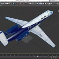 ERJ 135 Airplane With White And Dark Blue Fuselage Windows Wings And Tail