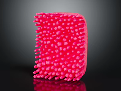 Pink Square Brush With Dense Small Bumpy Protrusions On Its Surface 3d model