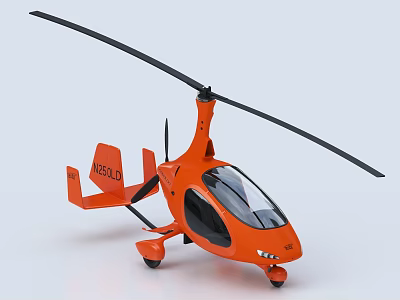 Orange Sleek Helicopter With Transparent Cockpit Streamlined Body And Rotor System 3d model