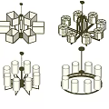 Modern Chandeliers Featuring Decorative Frames Cylindrical Shades And Metal Structures For Interior Lighting 3d model