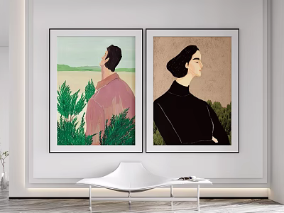 Nordic figure painting decorative hanging painting 3d model