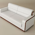Modern White Sofa and Coffee Table Set with Wooden Frame and Dimensions 3d model