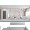 Modern Hospital Ward Interior With White Beds Green Plants And Curved Lighting Design