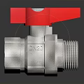 High Quality Silver Metal Ball Valve With Red Handle For Industrial Pipeline Fitting